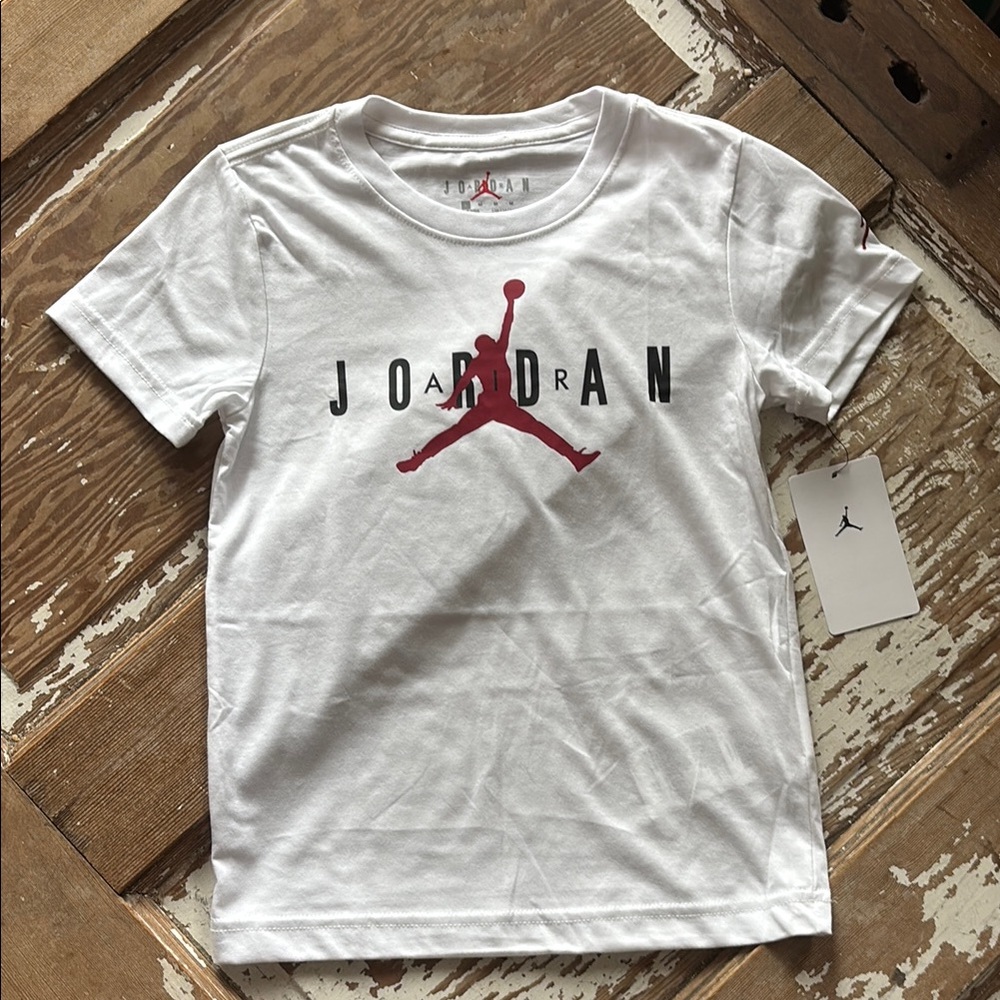 Jordan Kids White and Red Graphic T-Shirt